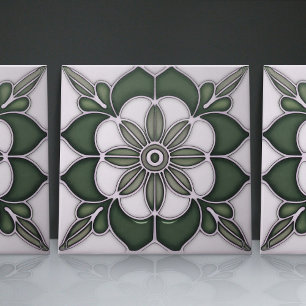 Art Nouveau Inspired Classic Floral Geometric Tile