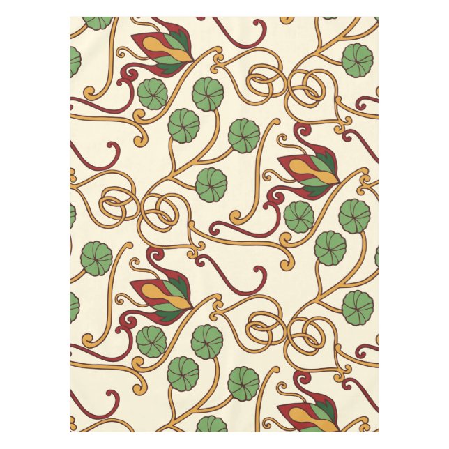 Art Nouveau-inspired floral design Tablecloth (Front)