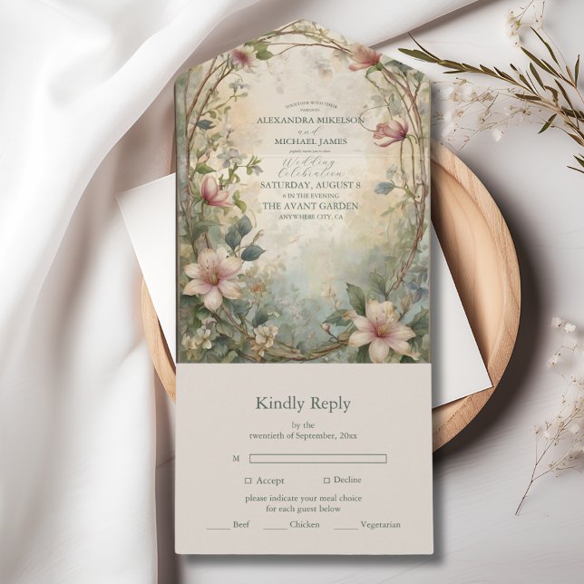 Art Nouveau Inspired Floral Symphony Wedding All In One Invitation (Creator Uploaded)