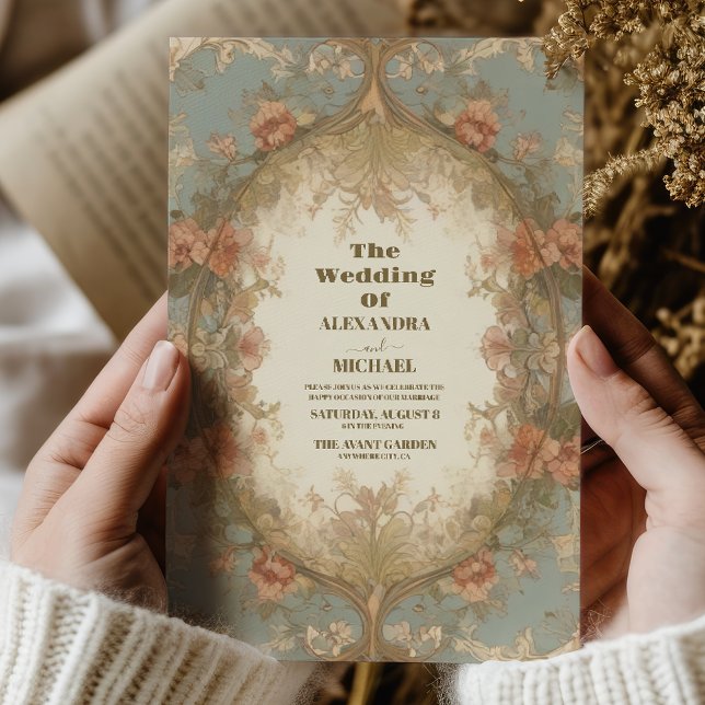 Art Nouveau Inspired Floral Symphony Wedding Invitation (Creator Uploaded)