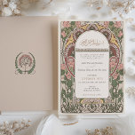 Art Nouveau Inspired Islamic Wedding Invitation<br><div class="desc">Presenting a harmonious blend of cultural richness and Art Nouveau elegance, this Islamic Wedding Invitation is a true testament to timeless love. The design features a gentle peach backdrop with accents of sage green and blush pink, harmoniously intertwined with faux gold details. The front cover is adorned with a serene...</div>