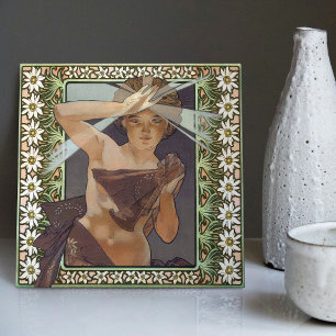 Art Nouveau Inspired L'Étoile du Matin by Mucha Tile