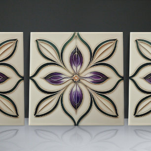 Art Nouveau-Inspired Lisbon Jacaranda Blossom Tile