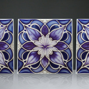 Art Nouveau-Inspired Lisbon Jacaranda Blossom Tile