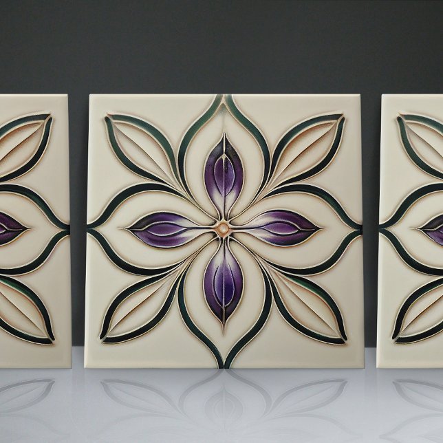 Art Nouveau-Inspired Lisbon Jacaranda Blossom Tile (Creator Uploaded)