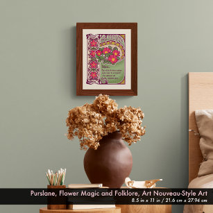 Art Nouveau Inspired Poster Design Pink Wildflower