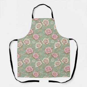 Art Nouveau Inspired Roses In Shades Of Dusty Pink Apron
