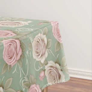 Art Nouveau Inspired Roses In Shades Of Dusty Pink Tablecloth
