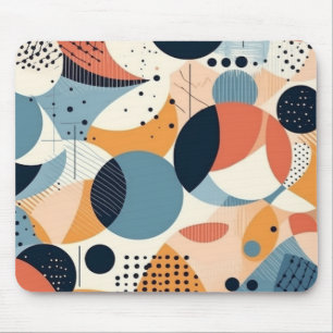 Art Nouveau Inspired Teal Coral Curved Abstract Mouse Pad