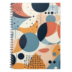 Art Nouveau Inspired Teal Coral Curved Abstract Notebook