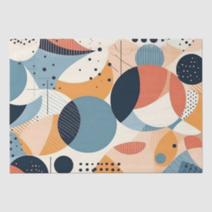 Art Nouveau Inspired Teal Coral Curved Abstract Tissue Paper