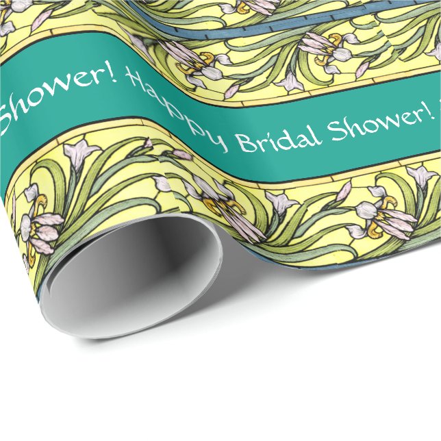 Art Nouveau Iris Floral Flowers Bridal Shower Wrapping Paper (Roll Corner)