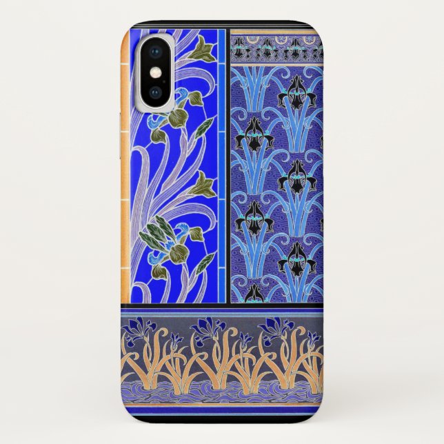 Art nouveau iris flower blue verneuil elegant  Case-Mate iPhone case (Back)