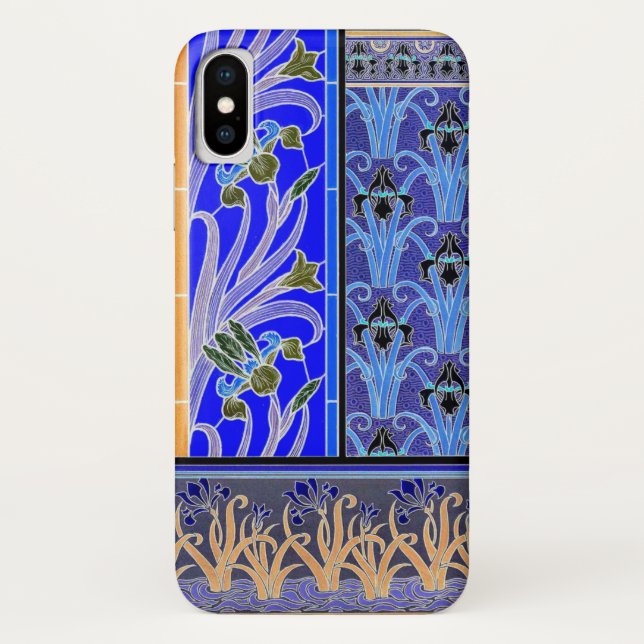 Art nouveau iris flower elegant blue verneuil  Case-Mate iPhone case (Back)