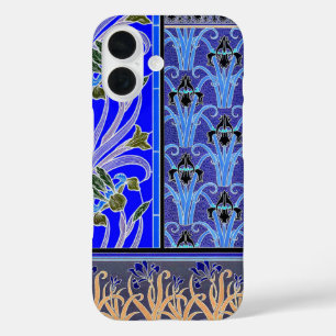 Art nouveau iris flower elegant vintage floral iPhone 16 case