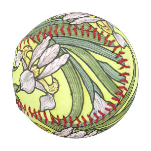 Art Nouveau Iris Flowers Floral Baseball