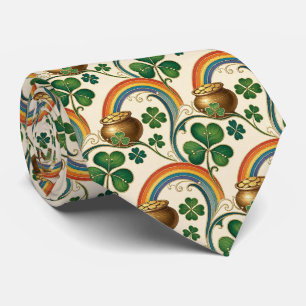 Art Nouveau Irish Pot of Gold and Shamrock Tie