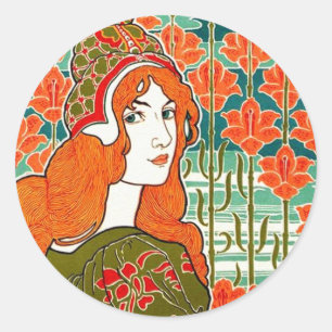 Art Nouveau ~ Jane by Louis John Rhead Classic Round Sticker