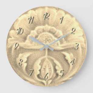 Art nouveau jugendstil flower tile crackle finish large clock
