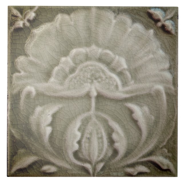 Art nouveau jugendstil flower tile design brown (Front)