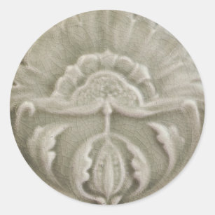 Art nouveau jugendstil flower tile design brown classic round sticker