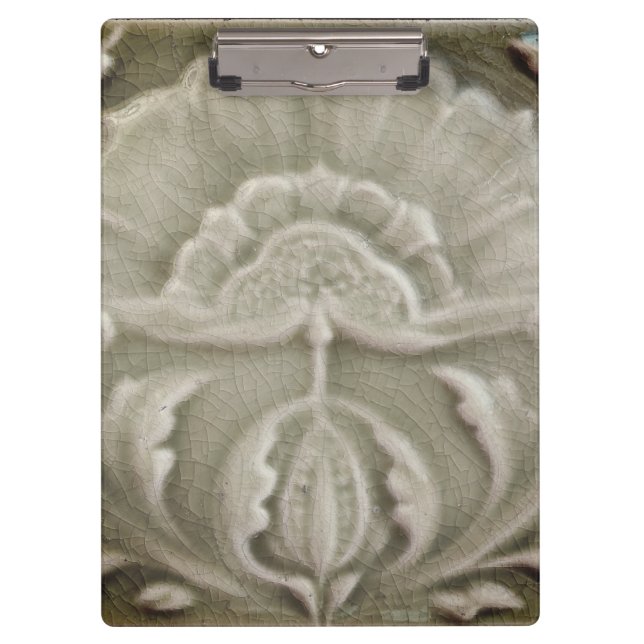 Art nouveau jugendstil flower tile design brown clipboard (Front)