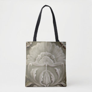 Art nouveau jugendstil flower tile design brown tote bag