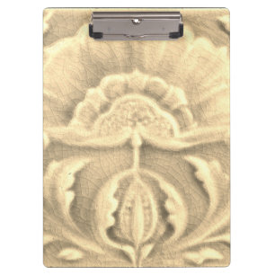 Art nouveau jugendstil flower tile gold cream clipboard