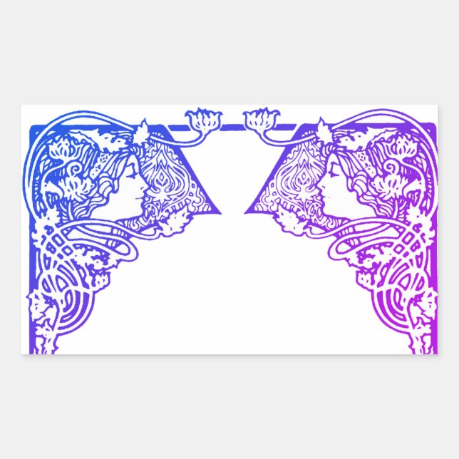 Art Nouveau Ladies Customisable Rectangular Sticke Rectangular Sticker (Front)