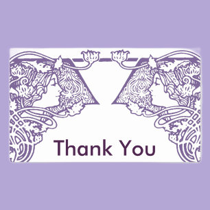 Art Nouveau Ladies Customisable Thank You Rectangular Sticker