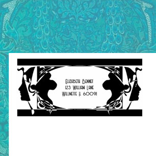 Art nouveau ladies Frame Rubber Stamp