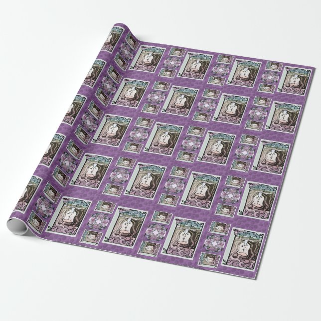 Art Nouveau Ladies In Love Wrapping Paper (Unrolled)