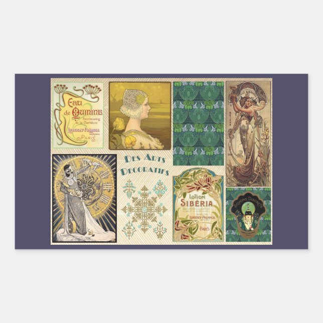 Art Nouveau Ladies Rectangular Sticker (Front)