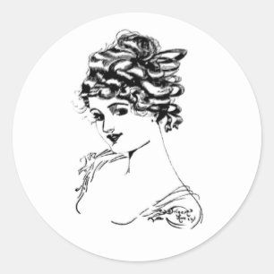 Art Nouveau Lady 1917 Fine Art Classic Round Sticker