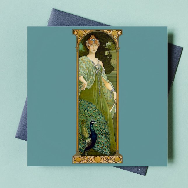 Art Nouveau Lady and Peacock Tile (Creator Uploaded)
