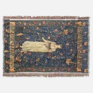 Art Nouveau Lady Birds Morris Floral Throw Blanket
