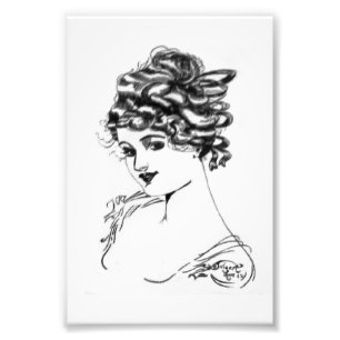 Art Nouveau Lady grandpa's drawing 1917  Photo Print