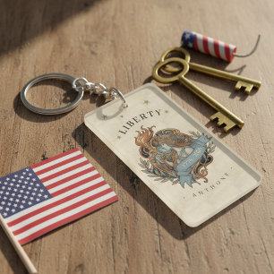 Art Nouveau Lady Liberty USA 250 Motif ID1303 Key Ring