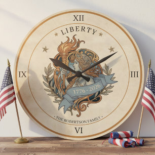 Art Nouveau Lady Liberty USA 250 Motif ID1303 Large Clock