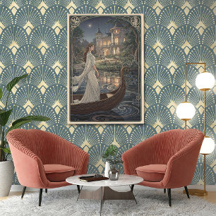 Art Nouveau Lady of the Lake Poster