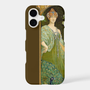 Art Nouveau Lady & Peacock Vintage Illustration