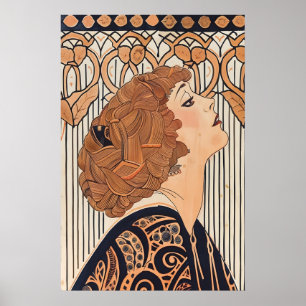 Art Nouveau Lady Print French Belle Époque Fashion