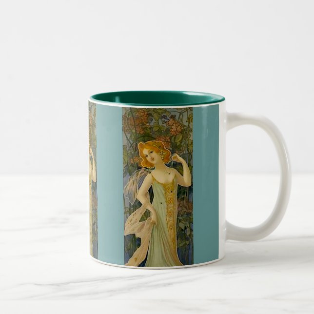 Art Nouveau Lady Two-Tone Coffee Mug (Right)