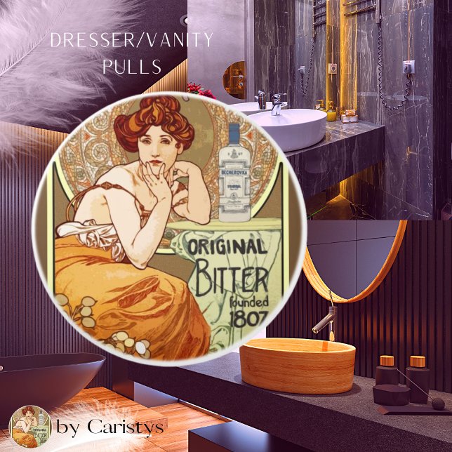 Art Nouveau Lady with Bitters Bottle Ceramic Knob (Creator Uploaded)