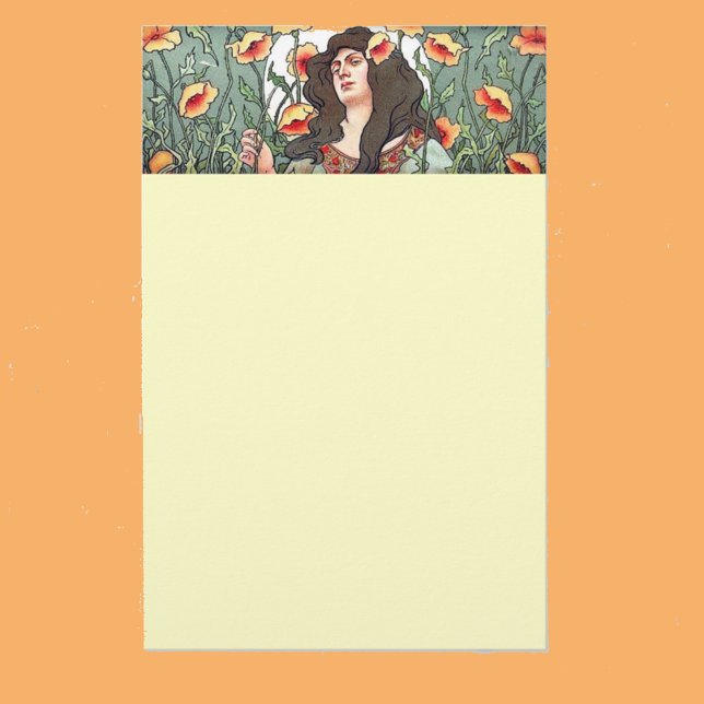 Art Nouveau Lady with Flowers Stationary Stationery (Creator Uploaded)
