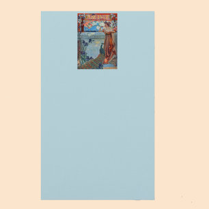 Art Nouveau Lady with Peacock  Stationery