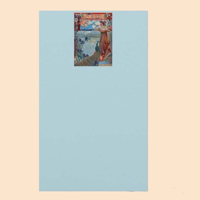 Art Nouveau Lady with Peacock  Stationery (Creator Uploaded)