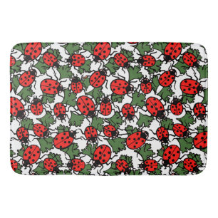Art Nouveau Ladybug Insects Pattern Bath Mat
