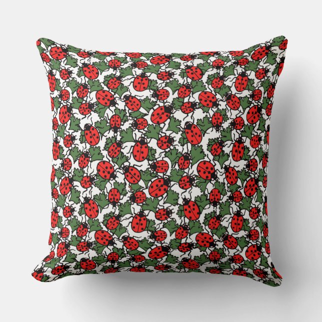 Art Nouveau Ladybug Insects Pattern Cushion (Front)