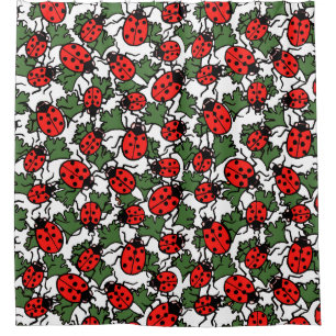 Art Nouveau Ladybug Insects Pattern Shower Curtain